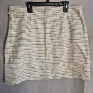 LOFT‎ Women's Size 12 Cream Blue Textured Mini Skirt Career Casual